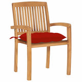 Vidaxl tuinstoelen 2 st met rode kussens massief teakhout