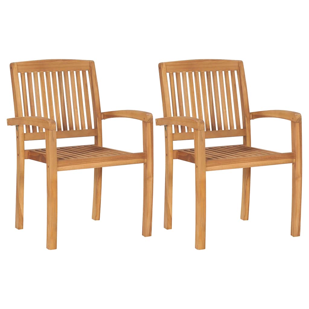 Vidaxl tuinstoelen 2 st met wijnrode kussens massief teakhout