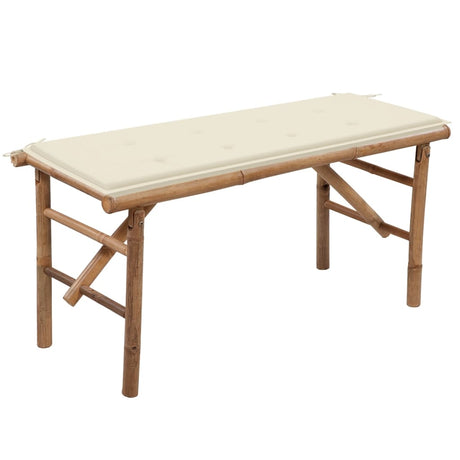 Vidaxl tuinbank inklapbaar met kussen 118 cm bamboe