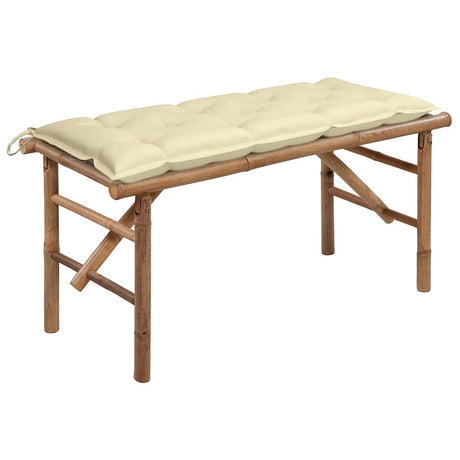 Vidaxl tuinbank inklapbaar met kussen 118 cm bamboe