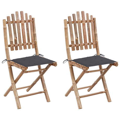 Vidaxl tuinstoelen 2 st inklapbaar met kussens bamboe