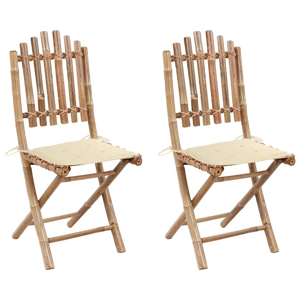 Vidaxl tuinstoelen 2 st inklapbaar met kussens bamboe