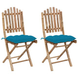Vidaxl tuinstoelen 2 st inklapbaar met kussens bamboe