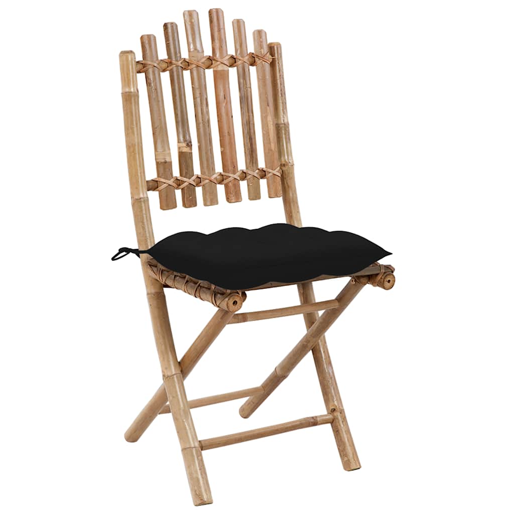 Vidaxl tuinstoelen 2 st inklapbaar met kussens bamboe