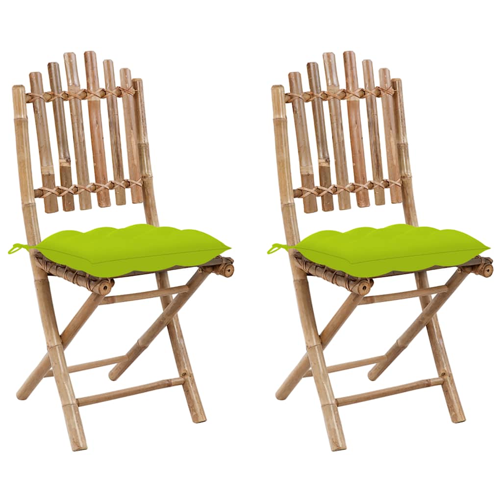 Vidaxl tuinstoelen 2 st inklapbaar met kussens bamboe