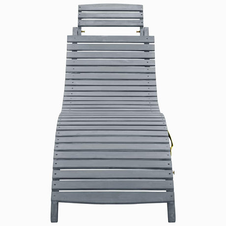 Vidaxl ligbed met kussen massief acaciahout grijs