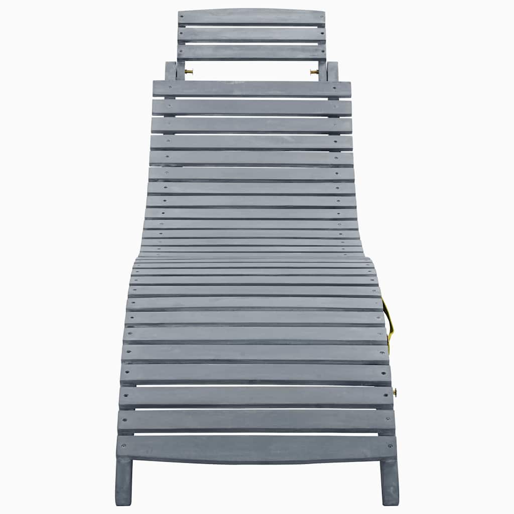 Vidaxl ligbed met kussen massief acaciahout grijs