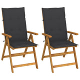 Vidaxl tuinstoelen 2 st verstelbaar met kussens massief acaciahout