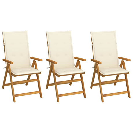 Vidaxl tuinstoelen 3 st inklapbaar met kussens massief acaciahout