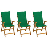 Vidaxl tuinstoelen 3 st inklapbaar met kussens massief acaciahout