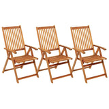 Vidaxl tuinstoelen 3 st inklapbaar met kussens massief acaciahout