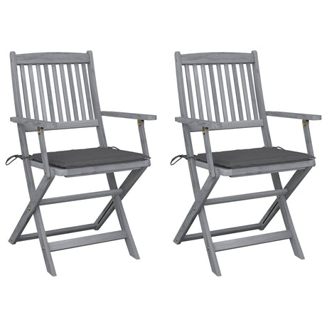 Vidaxl tuinstoelen 2 st inklapbaar met kussens massief acaciahout
