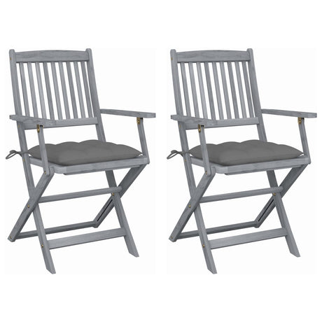 Vidaxl tuinstoelen 2 st inklapbaar met kussens massief acaciahout