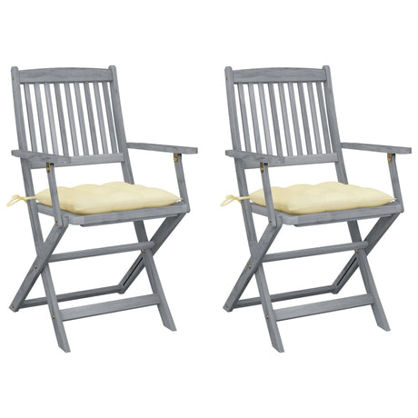 Vidaxl tuinstoelen 2 st inklapbaar met kussens massief acaciahout