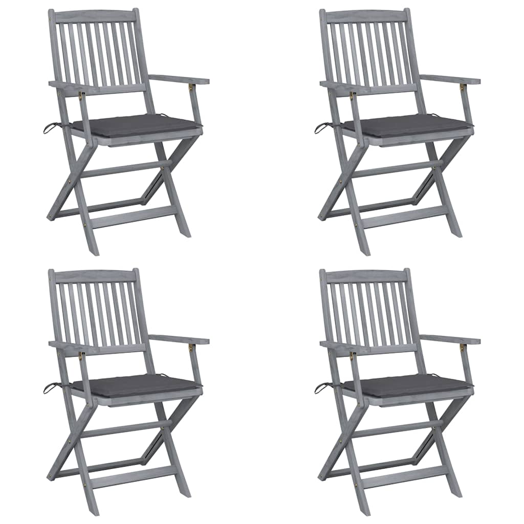 Vidaxl tuinstoelen 4 st inklapbaar met kussens massief acaciahout