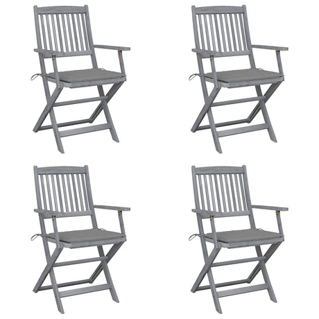 Vidaxl tuinstoelen 4 st inklapbaar met kussens massief acaciahout