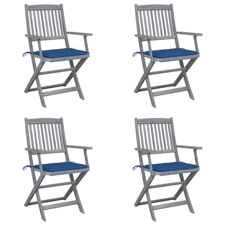 Vidaxl tuinstoelen 4 st inklapbaar met kussens massief acaciahout