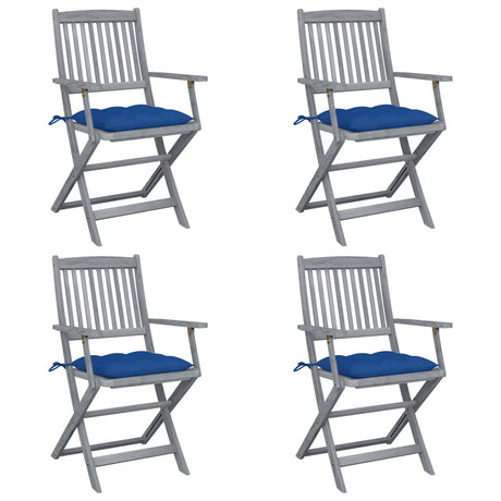 Vidaxl tuinstoelen 4 st inklapbaar met kussens massief acaciahout