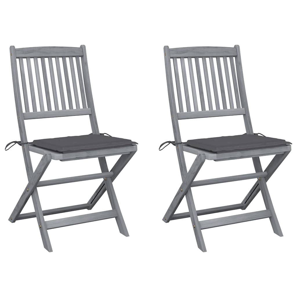 Vidaxl tuinstoelen 2 st inklapbaar met kussens massief acaciahout