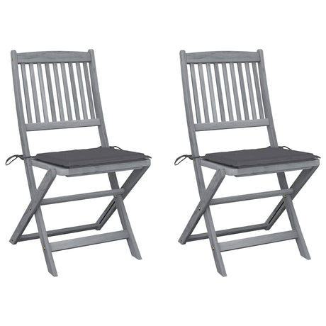 Vidaxl tuinstoelen 2 st inklapbaar met kussens massief acaciahout