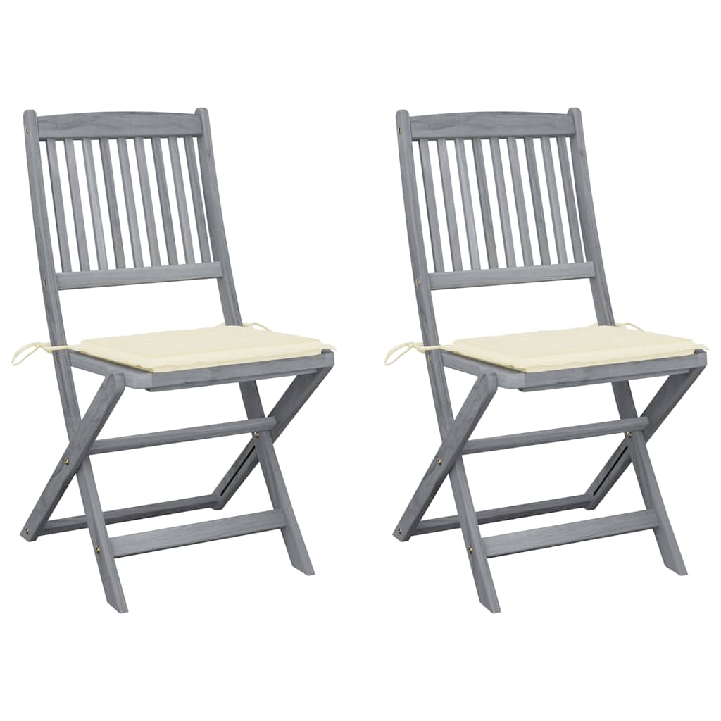 Vidaxl tuinstoelen 2 st inklapbaar met kussens massief acaciahout