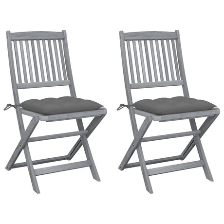 Vidaxl tuinstoelen 2 st inklapbaar met kussens massief acaciahout