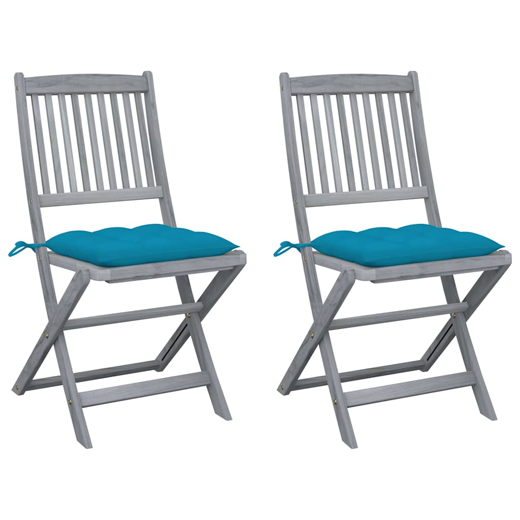 Vidaxl tuinstoelen 2 st inklapbaar met kussens massief acaciahout
