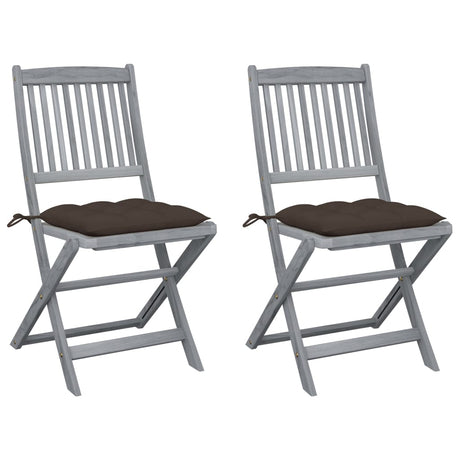 Vidaxl tuinstoelen 2 st inklapbaar met kussens massief acaciahout