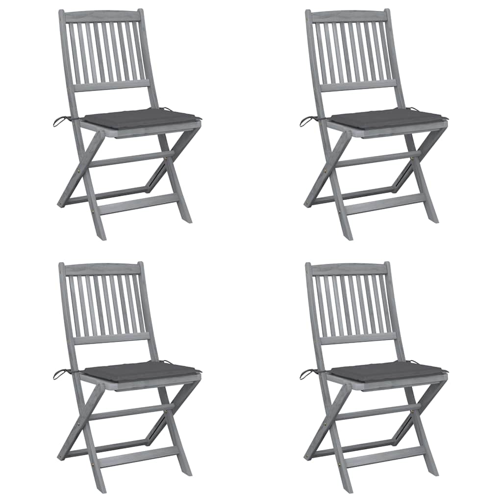 Vidaxl tuinstoelen 4 st inklapbaar met kussens massief acaciahout