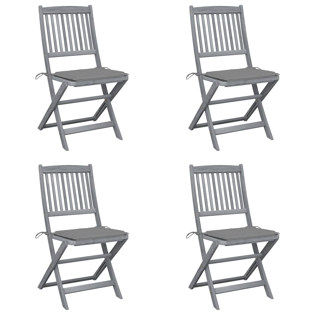 Vidaxl tuinstoelen 4 st inklapbaar met kussens massief acaciahout
