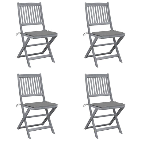 Vidaxl tuinstoelen 4 st inklapbaar met kussens massief acaciahout