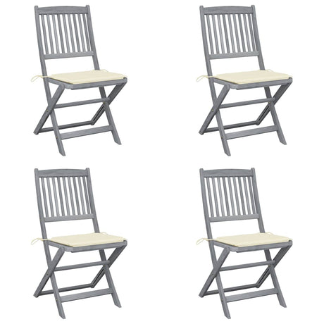 Vidaxl tuinstoelen 4 st inklapbaar met kussens massief acaciahout