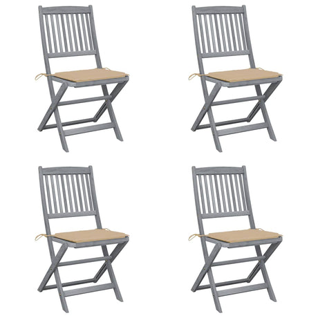 Vidaxl tuinstoelen 4 st inklapbaar met kussens massief acaciahout
