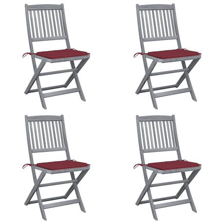 Vidaxl tuinstoelen 4 st inklapbaar met kussens massief acaciahout