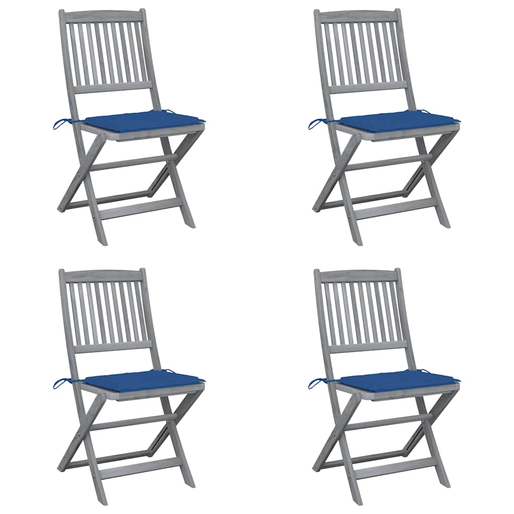 Vidaxl tuinstoelen 4 st inklapbaar met kussens massief acaciahout