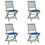 Vidaxl tuinstoelen 4 st inklapbaar met kussens massief acaciahout
