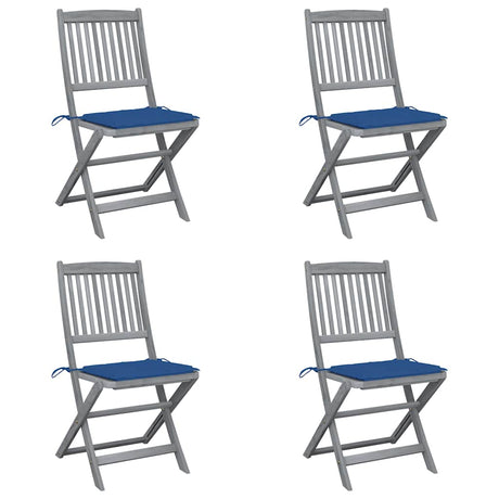 Vidaxl tuinstoelen 4 st inklapbaar met kussens massief acaciahout