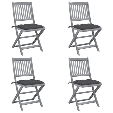 Vidaxl tuinstoelen 4 st inklapbaar met kussens massief acaciahout