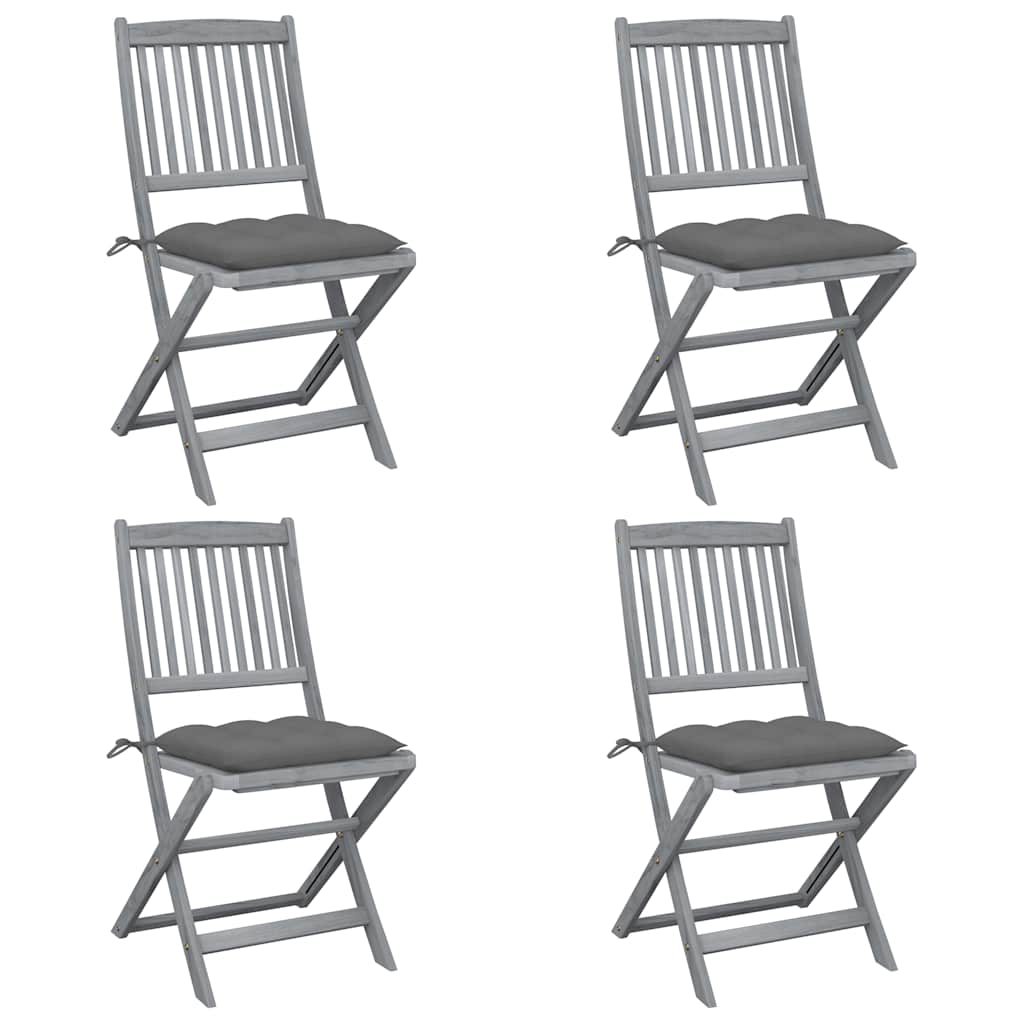 Vidaxl tuinstoelen 4 st inklapbaar met kussens massief acaciahout