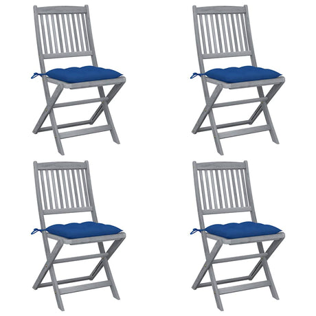 Vidaxl tuinstoelen 4 st inklapbaar met kussens massief acaciahout