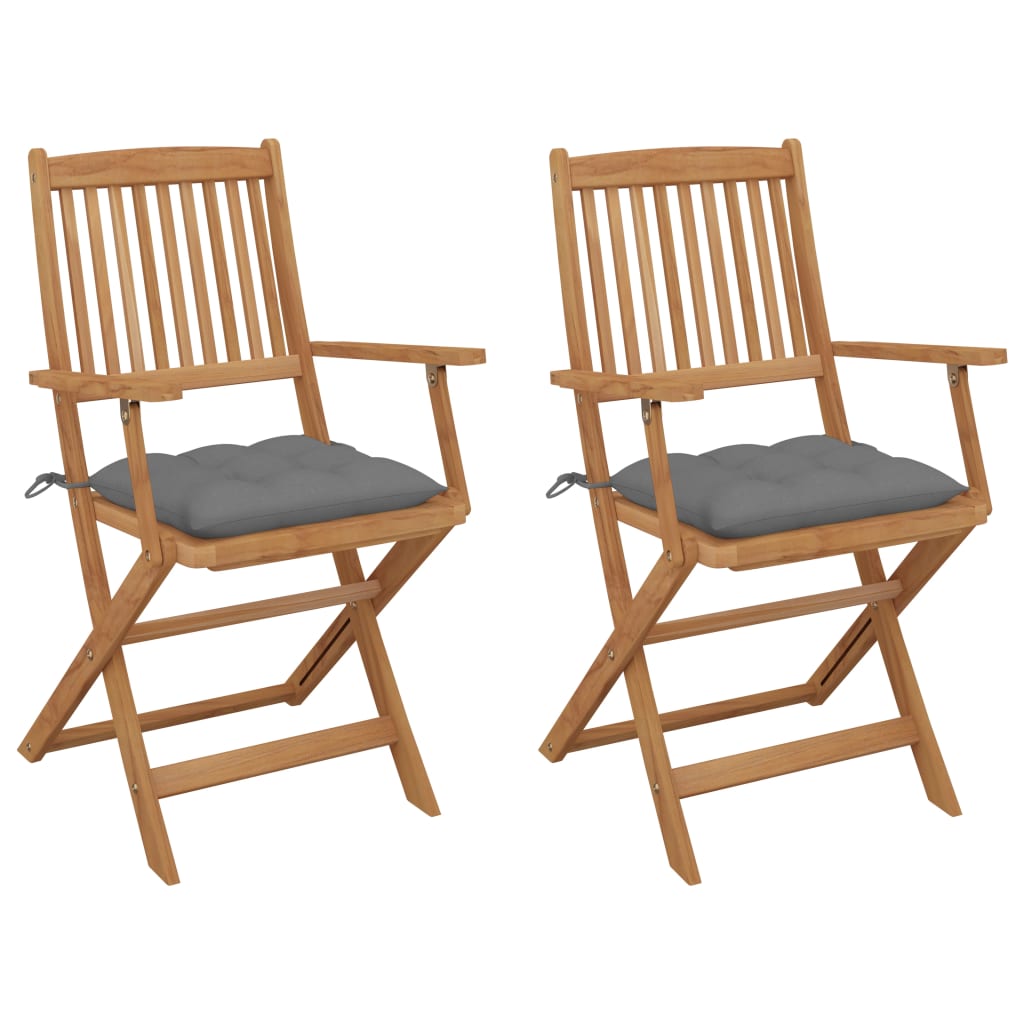 Vidaxl tuinstoelen 2 st inklapbaar met kussens massief acaciahout