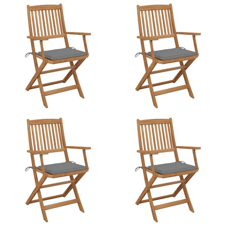 Vidaxl tuinstoelen 4 st inklapbaar met kussens massief acaciahout