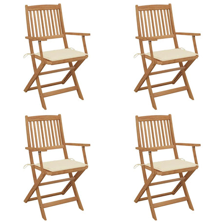 Vidaxl tuinstoelen 4 st inklapbaar met kussens massief acaciahout