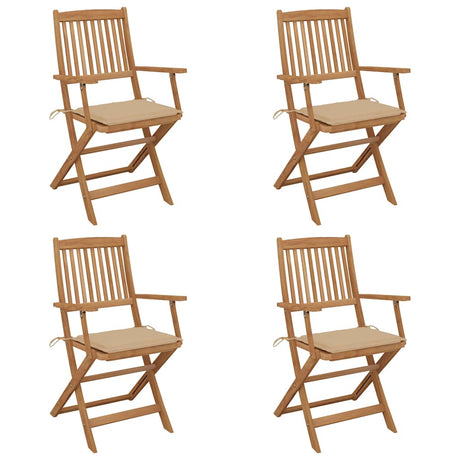 Vidaxl tuinstoelen 4 st inklapbaar met kussens massief acaciahout