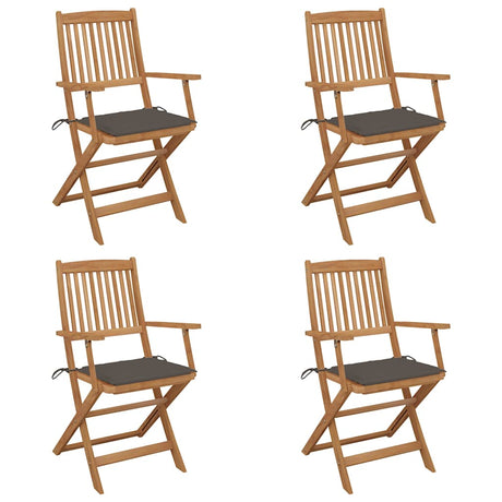 Vidaxl tuinstoelen 4 st inklapbaar met kussens massief acaciahout