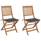 Vidaxl tuinstoelen 2 st inklapbaar met kussens massief acaciahout