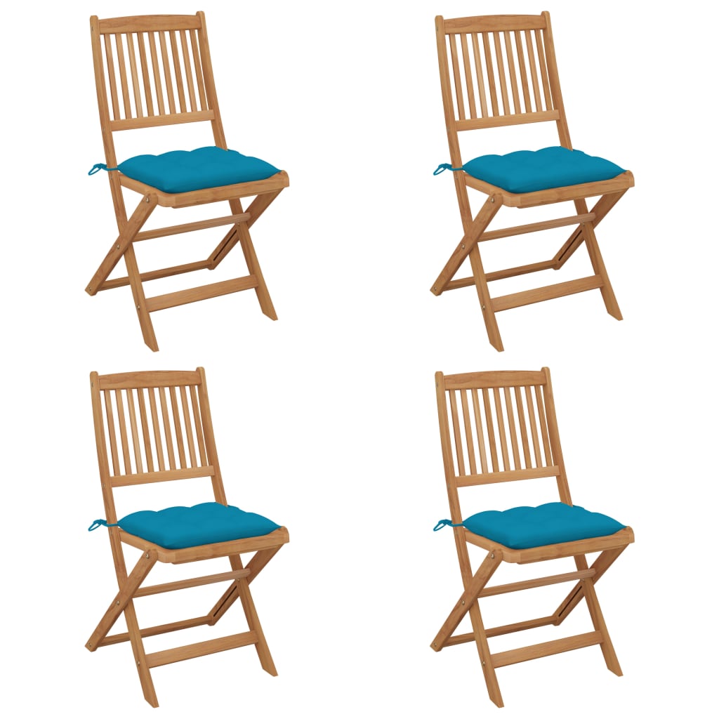 Vidaxl tuinstoelen 4 st inklapbaar met kussens massief acaciahout
