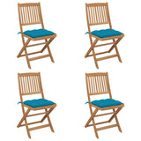 Vidaxl tuinstoelen 4 st inklapbaar met kussens massief acaciahout