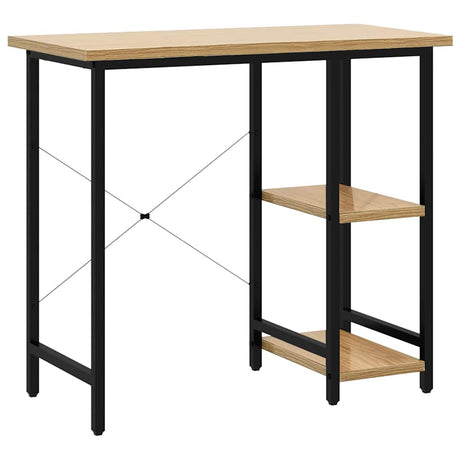 Vidaxl computerbureau 80x40x72 cm mdf metaal zwart lichteikenkleurig