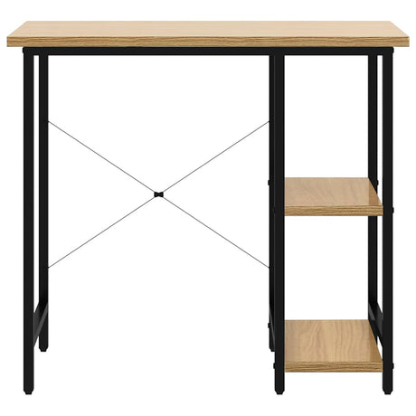 Vidaxl computerbureau 80x40x72 cm mdf metaal zwart lichteikenkleurig